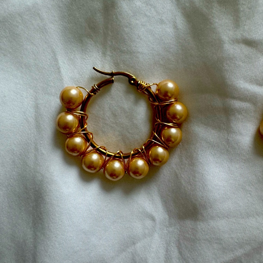 Champagne color river pearl earrings